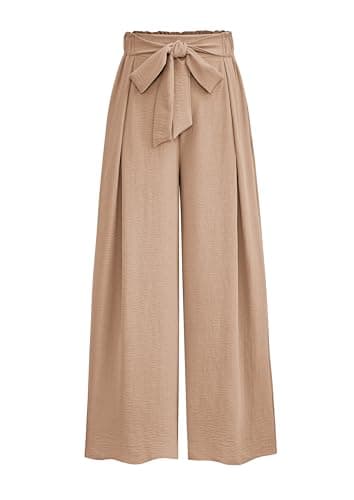 PRETTYGARDEN Women's Wide Leg Work Pants Business Casual High Waisted Loose Palazzo Trouser Summer Clothes (Camel,XX-Large) - Image 1