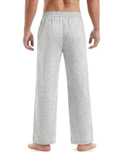 Crastimo Men's Lightweight Yoga Running Sweatpants Open Bottom Drawstring Waist Pockets Casual Lounge Pants Sports Hiking Daily Wear Women Light Gray M - Thumbnail 2
