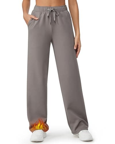 G4Free Wide Leg Sweatpants Women Fleece Lined Pants High Waisted Thermal Winter Pants Comfy Casual Workout Warm Outfits (Taupe,XXL,29") - Image 1