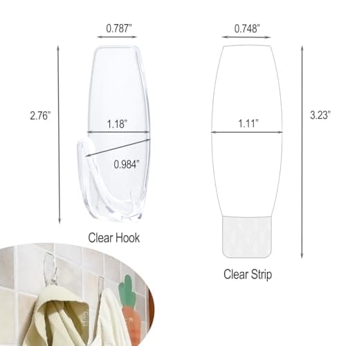 25 Large Wall Hooks for Hanging Heavy Duty, with 32 Removable Strips, Clear Hanger Hooks, Damage-Free Utility Hooks with Adhesive Strips, Plastic wall Hook for Key, Shower, Towel, Coat, Door, Hat. - Thumbnail 2