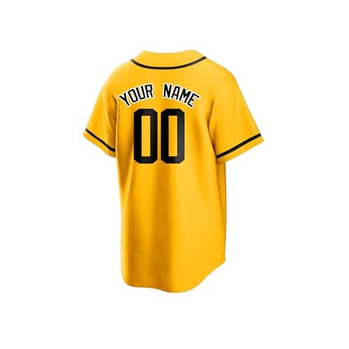 Yellow Black Team Name Custom Men Baseball Jersey Softball T Shirts Women Customized Youth Button Down Stitched or Printed Names Numbers Personalized Designs - Thumbnail 6