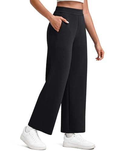 G4Free Wide Leg Pants for Women Pull on High Waist Casual Stretchy Dressy Workout Golf Travel Cropped Sweat Pants(Black,XS,Regular) - Image 1
