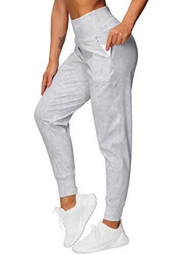 THE GYM PEOPLE Women's Joggers Pants Lightweight Athletic Leggings Tapered Lounge Pants for Workout, Yoga, Running (X-Large, Tie Dye White)