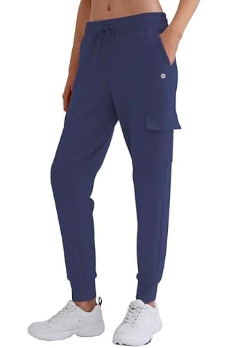 DITOK Women's Cargo Jogger Sweatpants, Soft Smooth Lightweight Tapered Athletic Lounge Pants with Pockets for Hiking, Casual - Blue