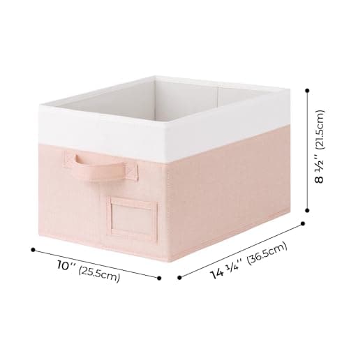 GRANNY SAYS Storage Baskets for Organizing, Fabric Storage Bins for Shelves, Closet Storage Boxs, Clothing Storage and Organization, Decorative Storage Bins, Pink&Ivory, Medium, 3-Pack - Thumbnail 6