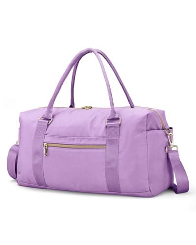 Amechi Weekender Bags for Women with Wet Pocket, 37L Waterproof Travel Duffel Bags with 7" Wide Trolley Sleeve, Carry On Bag for Travel, Gym Bag, Hospital Bag for Labor and Delivery, Purple