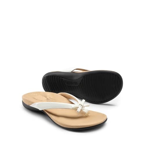 DREAM PAIRS Women's Arch Support Flip Flops Comfortable Dressy Orthopedic Thong Sandals Slides with Bow for Walking Summer Vacation,Size 7,White,DWUMFF2506 - Thumbnail 5