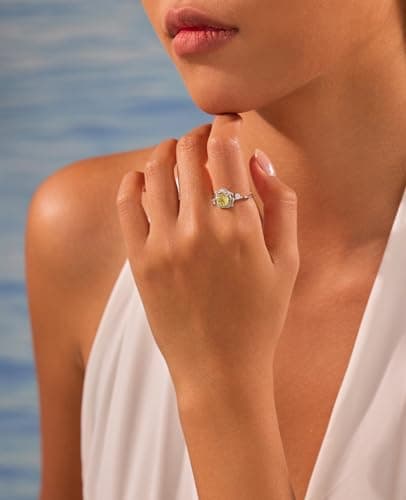 Rose Birthstone Ring - 925 Sterling Silver Rose Cut Cubic Zirconia September Sapphire 3D Flower Adjustable Ring Anniversary Engagement Promise Ring Birthday Jewelry Gift for Wife Mom Daughter DR0166S - Thumbnail 6