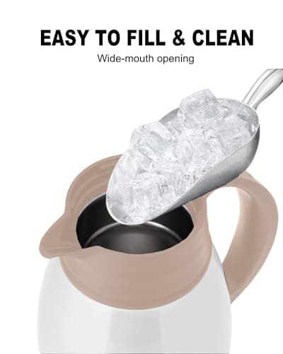 GiNT Stainless Steel Thermal Coffee Carafe, Double Walled Vacuum Thermal Carafe, Water and Beverage Dispenser,12 Hour Heat Retention，65 OZ /1.9 Liter White - Thumbnail 5