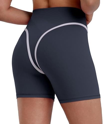 Sunzel Women's Color Block Biker Shorts - No Front Seam High Waisted Tummy Control Squat Proof Yoga Workout Shorts 4'' Ash Blue X-Small - Image 1