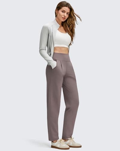 G4Free Women's Tapered Pants with Pockets Comfy Slack Office High Waist Trouser Ankle Casual Pants Dress Work Workout (Taupe,XS,Regular) - Thumbnail 4