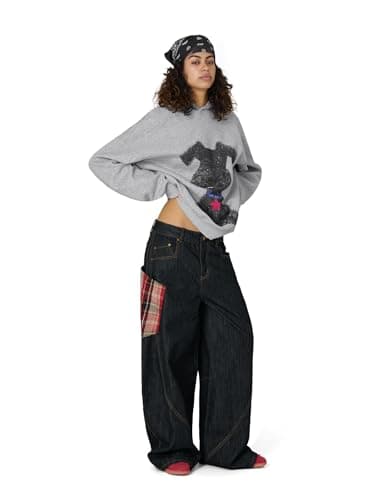 Aelfric Eden Dog Graphic Hoodie Oversized Cute Star Sweatshirt Unisex Y2k Casual Hooded Pullover Grey Large - Thumbnail 4
