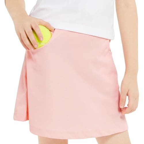 Gogokids Girls Tennis Dress with Shorts Golf Polo Tank Top and Skorts Sets with Pockets Athletic Workout Outfit Sets, Pink(130/8-9 Years) - Thumbnail 4