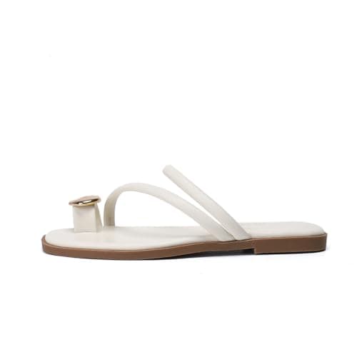 Stratuxx Kaze Women's Toe Ring Thong Sandals Open Toe Slide Flat Sandals Casual Summer Flip Flop Flat Sandals - Thumbnail 3