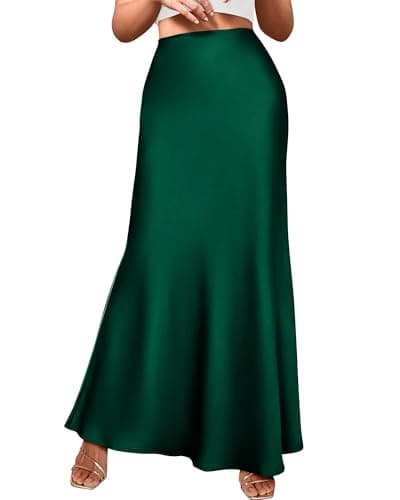 BTFBM Skirts for Women Summer 2026 Business Casual Outfits High Waist Cocktail Party Wedding Mermaid Spring Maxi Skirt(Dark Green, X-Large) - Image 1