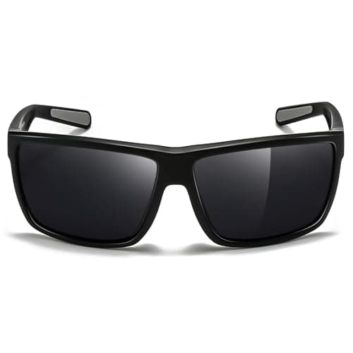 SUNGAIT Square Polarized Sunglasses Men Lightweight Sports Shades Rectangle Wraparound Style for Fishing Golf Running (Black/Grey) - Image 1