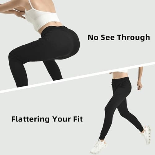 Ipletix Joggers for Women with Pockets,Womens Drawstring Lightweight Yoga Sweatpants for Lounging Workout Running Balck L Black - Thumbnail 5