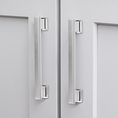 VEHCIL 10 Pack Brushed Nickel Cabinet Pulls,7 Inch(178mm) Kitchen Cabinet Handles, Drawer Pulls Handles for Kitchen Cabinets Hardware Cupboard Closet Bathroom Dresser, Solid Zinc Alloy - Image 1