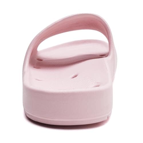 GETOEU Arch Support Shower Shoes for Women and Men Quick Drying with Drain Holes Slide Sandals Soft Cushioned Anti-Slip Pool Slides Comfort Bathroom Shower Slides,Pink - Thumbnail 3