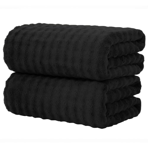 KBY Bath Towels Set of 2, Extra Large Bath Sheets 40X80 Inches,Quick Dry, Ultra Soft，Durable & Super Absorbent Oversized Bathroom Towel Sets for Adults, Gym, Spa, Pool & Hotel(Black) - Image 1