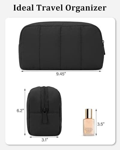 oscaurt Makeup Bag Cosmetic Bag Travel Toiletry Bag for Women Puffy Padded Cosmetic Pouch Purse Wide-open Makeup Organizer Case Travel Essentials - Thumbnail 4
