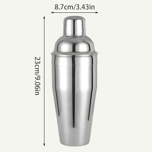 Cocktail Shaker, 24 oz Martini Shaker, Drink Shaker Built-in Strainer, Professional Drink Mixer Set for Beginners, Silver - Thumbnail 2