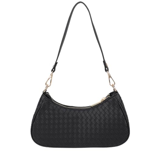U+U Woven Leather Shoulder Bag for Women, Small Hobo Handbags Retro Purse - Image 1