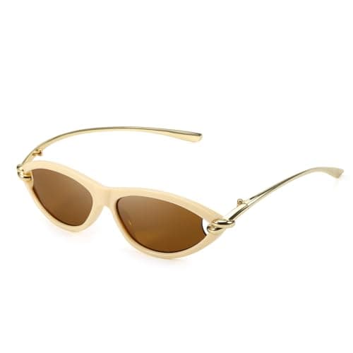 DreamCalf Trendy Cat Eye Women's Sunglasses with Gold Accents, Vintage Cateye Sun Glasses for Daily & Vacation Wear - Image 1