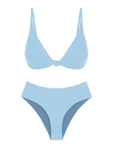 ZAFUL Haze Blue Bikini Sets for Women Two Piece Swimsuit Push Up Knpt Front Brazilian Thong Bikini Swimsuit Bathing Suit XL - Image 1
