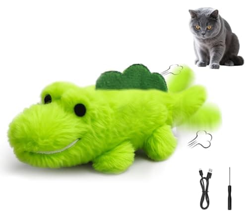 ZeLing HTL Interactive Cat Toys for Indoor Cats – Auto Moving Alligator with 360° Random Movement & Tail Wagging, Rechargeable Cat Exercise Toy with Catnip, Self-Play Fun for Bored Adult Cats-Plush