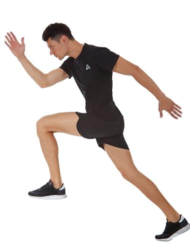 SILKWORLD Men's Running Stretch Quick Dry Shorts with Zipper Pockets, Black,Dark Navy(Pack of 2), Medium - Thumbnail 5