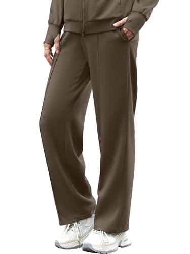 Casly Lamiit Lounge Sets for Women 2026 Vacation Outfit Sweatsuit Long Sleeve Zip Up Travel Airport Sweatshirt Wide Leg Sweatpant Tracksuit Coffee S - Thumbnail 3