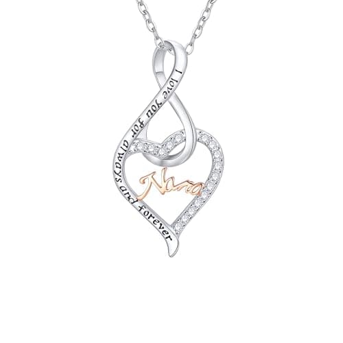 Juvux NaNa Neckalce for Women 925 Sterling Silver Infinity Heart Necklace, 18K Gold Plated Grandma Necklace Dainty Grandmother Jewelry Cute Pendant, Christmas Birthday Gifts Jewelry for Grandma Women - Image 1