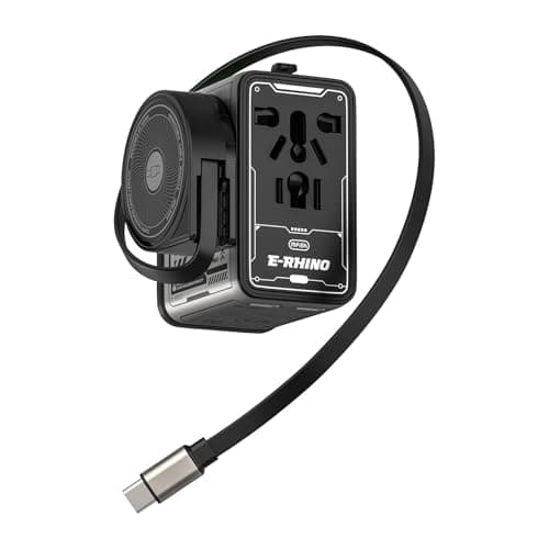 Mfish Universal Travel Adapter with Retractable USB-C Cable, 75w 5-Port International Plug Adapter, 1 USB-A, 3 Type-C, Worldwide Wall Charger for EU/UK/AUS/CN Compatible with Over 200 Countries, Grey - Image 1