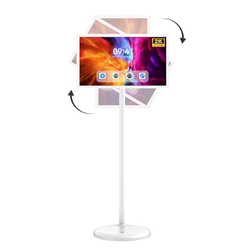 OHYEAHSPIN 22 Inch Portable TV on Wheels, 2K Smart Touch Screen Rolling TV LCD Display with Wires plugged in use, Android OS, Type-C, USB, HDMI Port, Support Wireless Mouse Keyboard - Image 1