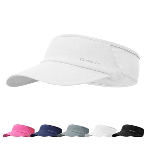 OnWander Sport Sun Visor Hat for Women - Lightweight Stretchy Polyester Spandex Quick Dry Sweatband Wrinkle Resistant - Packable for Golf Running Tennis Hiking Summer Outdoor White