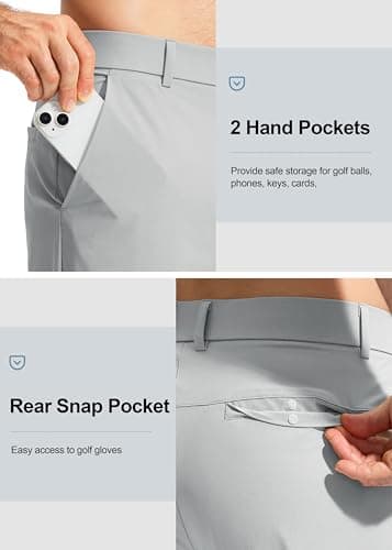 Pudolla Golf Pants for Men Stretch Dress Pants Mens Work Pants 34 Lightweight Quick Dry Casual Slacks Trousers with Pockets(Bright Gray 32Wx34L) - Thumbnail 6