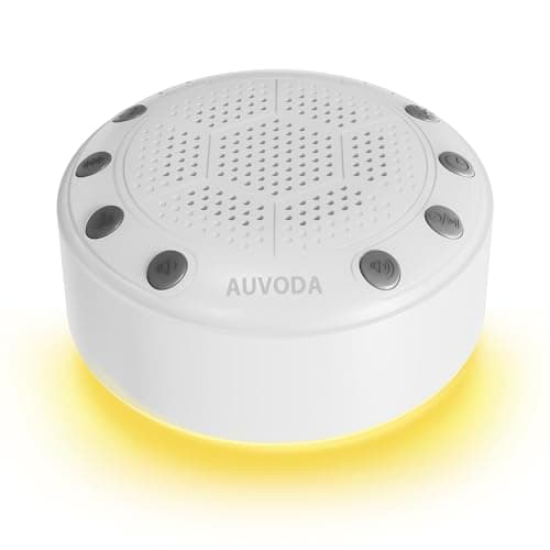 AUVODA S318 White Noise Machine, Portable Sound Machine for Sleep with Bluetooth, 25 Non-Looping Sounds, 11-Color Night Light, Memory & Timer, USB-C Powered, for Baby Kids Adults Home Office Travel