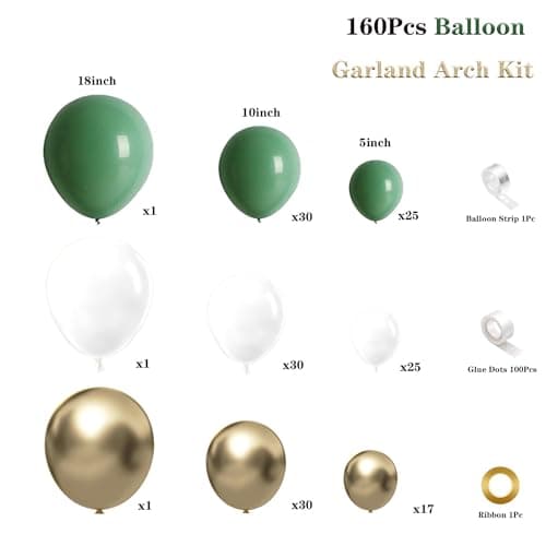 Spring Balloon Garland Arch Kit 160Pcs Sage Green White and Gold Latex Balloons for Baby in Bloom Baby Shower Woodland Jungle Safari Wedding Birthday Party Decoration - Thumbnail 2