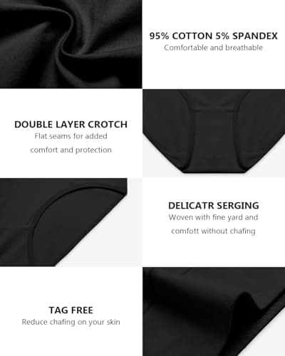 CleainKorte Womens Underwear Cotton Hipster Ladies Panties for Women Mid Rise Coverage Briefs Strech Breathable - 5 Pack - Thumbnail 4