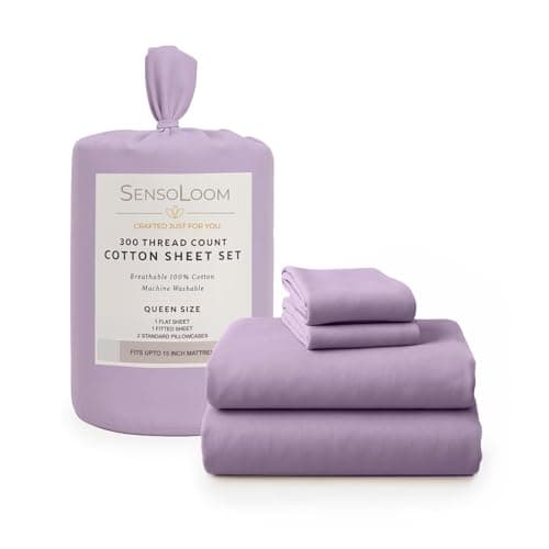 SensoLoom 100% Cotton Sheet Set – Crisp Sateen Weave, Breathable & Fade-Resistant – Soft, Cool Sheets for Hot Sleepers – Twin/Queen/King - Image 1