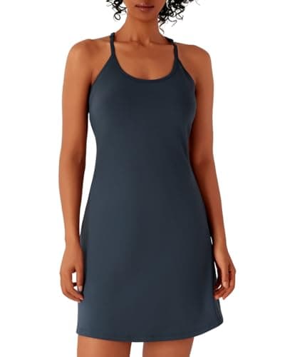 Womens Tennis Dress Athletic Dress with Built-in Shorts Pockets-Golf Workout Adjustable Straps Summer for Women Outfits Navy - Image 1