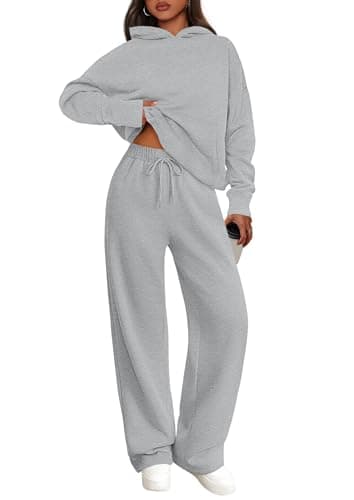 PRETTYGARDEN Women's 2 Piece Outfits Fall Fashion Sweatsuits Oversized Hoodies Wide Leg Sweatpants Tracksuits Lounge Matching Sets (Grey,XXL) - Image 1