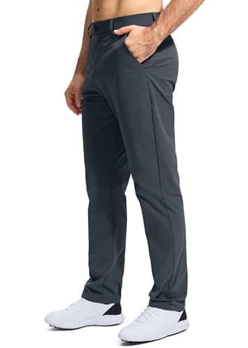 Pudolla Golf Pants for Men Stretch Dress Pants Mens Work Pants 32 Lightweight Quick Dry Casual Slacks Trousers with Pockets(Iron Grey 32Wx32L) - Thumbnail 3