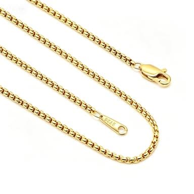 GDJQQTTQ 14K Gold Plated Chain for Men, 2mm Width Chains for Mens & Mens Gold Chain Necklaces, Hypoallergenic Square Rolo Necklaces Chain for Men 18 Inches - Image 1