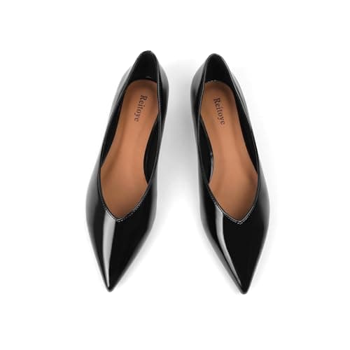 Reitoye Women's Black Flats Pointed Toe Ballet Flat for Women Comfortable Dressy Work Flats Slip On Casual Formal Shoes Size 10 - Image 1