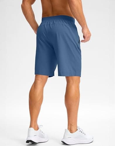 Pudolla Mens Workout Running Shorts Lightweight Gym Athletic Shorts for Men with Zipper Pockets(Blue L9_L) - Thumbnail 4
