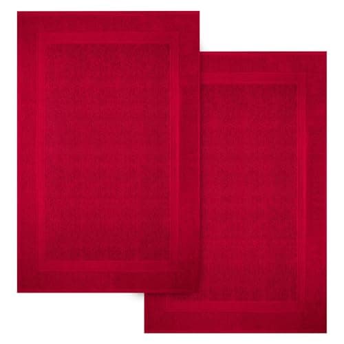 Infinitee Xclusives Premium Cotton Bath Mats for Bathroom – Pack of 2 | 34x22 Inches | Ultra Soft, Super Absorbent, Non-Slip, Machine Washable Mats (Burgundy) [Not a Rug] - Image 1