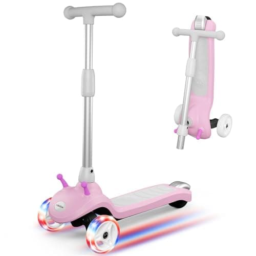 Slaypo 3 Wheel Electric Scooter for Kids Ages 2–8, LED Lighted Wheels, Extra Wide Anti-Slip Deck, 3 Adjustable Height Handlebars & Lean to Steer Technology, 80W Motor Scooter for Boys & Girls - Image 1