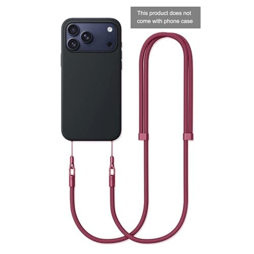 Thickened Crossbody Strap (Without Case) Compatible with Iphone 17/Air/Pro/Max Phone Cases and Other Device with Dual Lanyard Holes, Adjustable Hands-free Shoulder Neck Camera Phone Strap (Dark Red) - Thumbnail 3